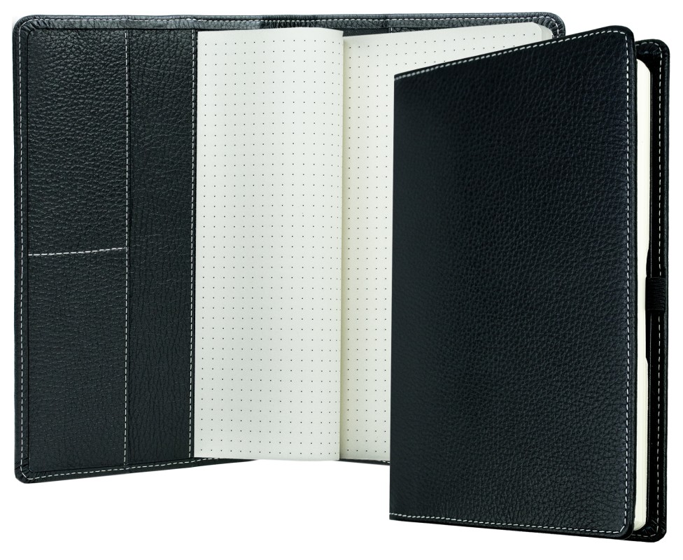 Notizbuch DIN A5 schmal | Echtleder | SOFTGRAIN schwarz